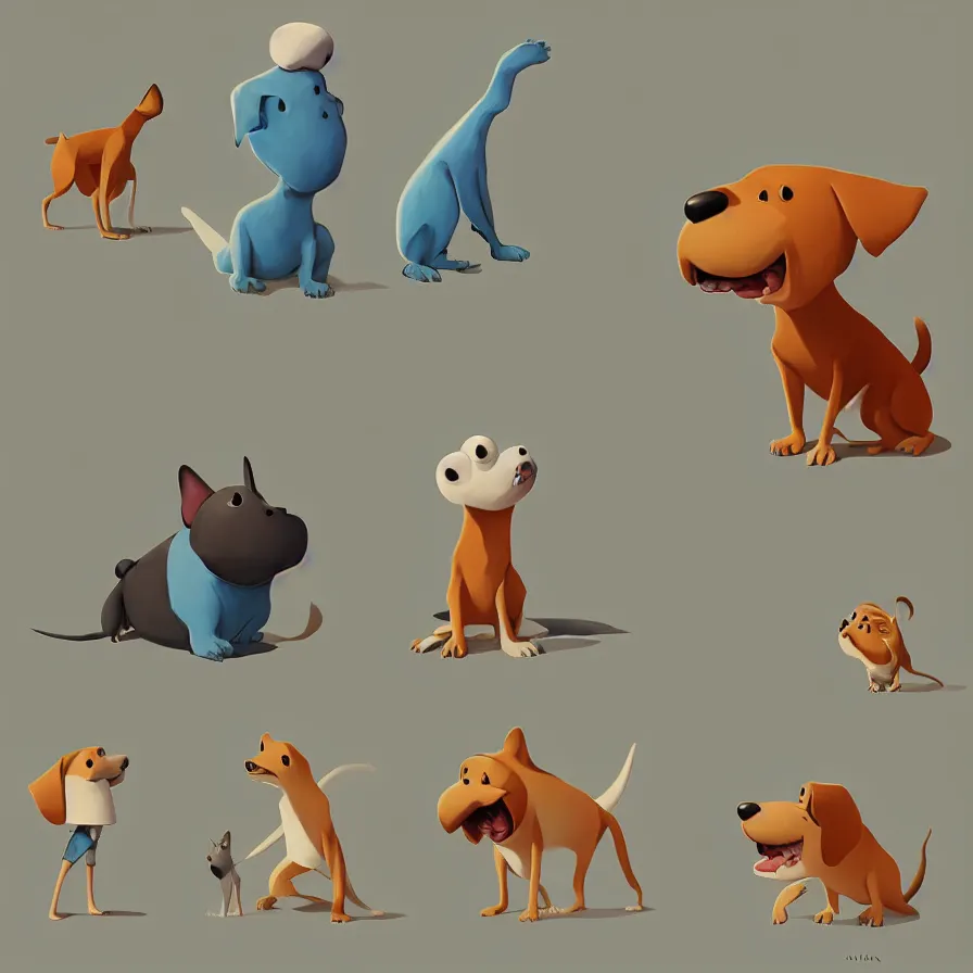 Image similar to Goro Fujita illustrating A dog on a flat background, caricatured animals, art by Goro Fujita, sharp focus, highly detailed, ArtStation