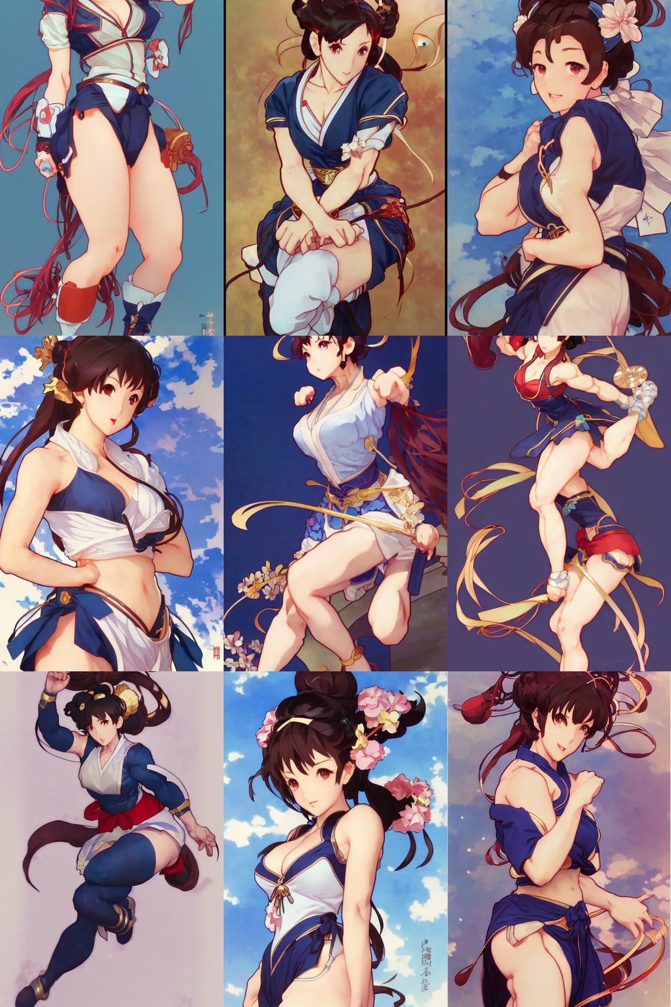 Prompt: an adorable chun - li from kyoto animation by krenz cushart, artgerm, alphonse mucha, akihiko yoshida