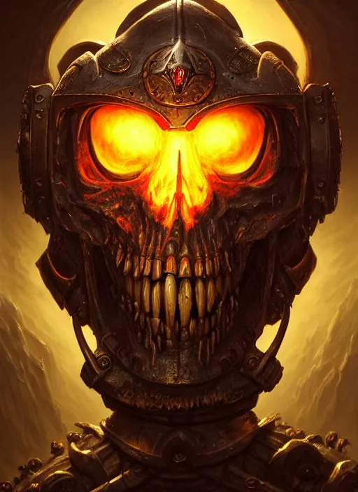Image similar to chaplan with skull helm, extremly detailed digital painting, warhammer 4 0 k, strong rim light!!!!!, justin gerard, raymond swanland, tomasz alen kopera, unreal engine 5, intricate, exquisite lighting, highly detailed, cinematic lighting, art, octane render, very coherent, cinematic, 8 k, trending on artstation