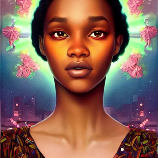 Image similar to Stockholm city portrait, black girl, Pixar style, by Tristan Eaton Stanley Artgerm and Tom Bagshaw.