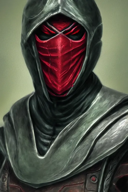 Prompt: portrait of ermac from mortal kombat by wilson mclean, oil painting, sharp focus, masterpiece, highly detailed