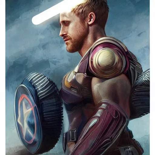 Image similar to Ryan Gosling as Marvel's Cyclops, X-Men, ultra realistic, concept art, intricate details, eerie, highly detailed, photorealistic, octane render, 8k, unreal engine. art by Artgerm and Greg Rutkowski