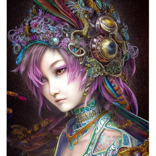 Prompt: studio portrait of legitimate kind colorful female sacred mech paladin lion dance absurdly beautiful, elegant, young sexy elegant woman, super fine surreal detailed face illustration by kim jung gi, iraq nadar, intricate lines, clear focus, vivid colors, matte, octopath voyager, final fantasy, unreal engine highly rendered, global illumination, radiant light, intricate environment