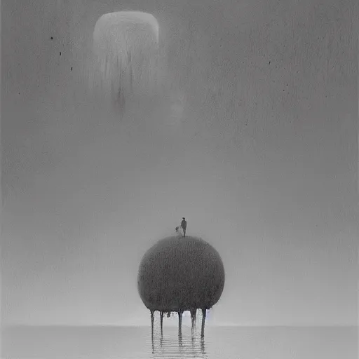 Prompt: surreal naure by zdzislaw beksinski, by lewis jones, by mattias adolfsson, cold hue's, warm tone gradient background, concept art, beautiful composition, digital painting