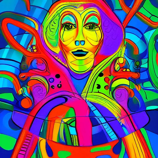 Image similar to paint surrealist 💃🤖, psychedelic, digital art