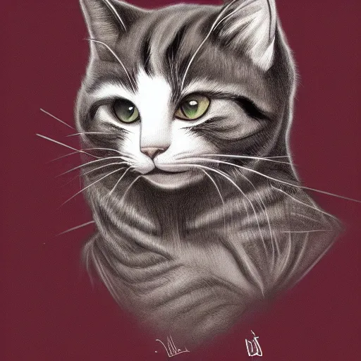 Image similar to drawing of a cat created by walt disney high details, trending on Artstation