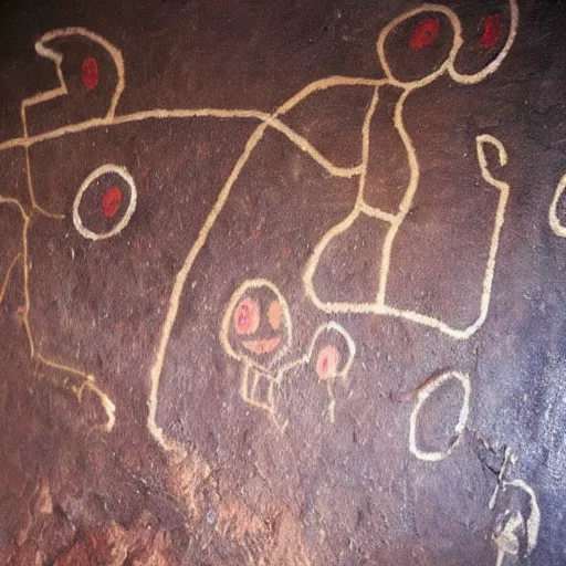 Image similar to cave painting of aliens