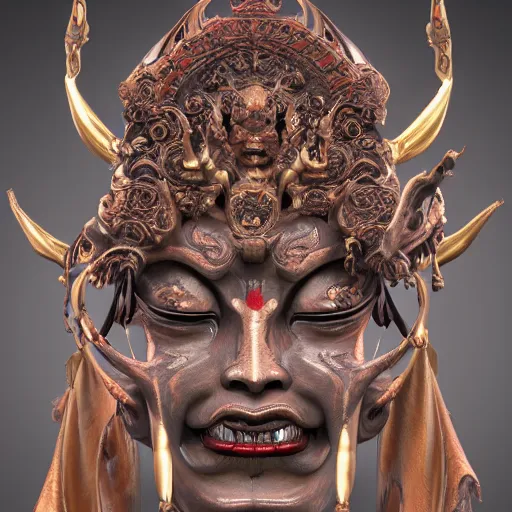 Prompt: naraka buddhist demon korean female, highly detailed, symmetrical long head, golden amber blood eyes, smooth marble surfaces, detailed ink illustration, raiden metal gear, cinematic smooth stone, deep aesthetic, concept art, post process, 4 k, carved marble texture and silk cloth, latex skin, highly ornate intricate details, in the style of 8 8 grzes