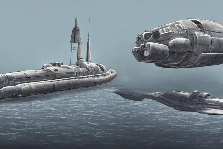 Image similar to Concept art of a U-Boat spaceship