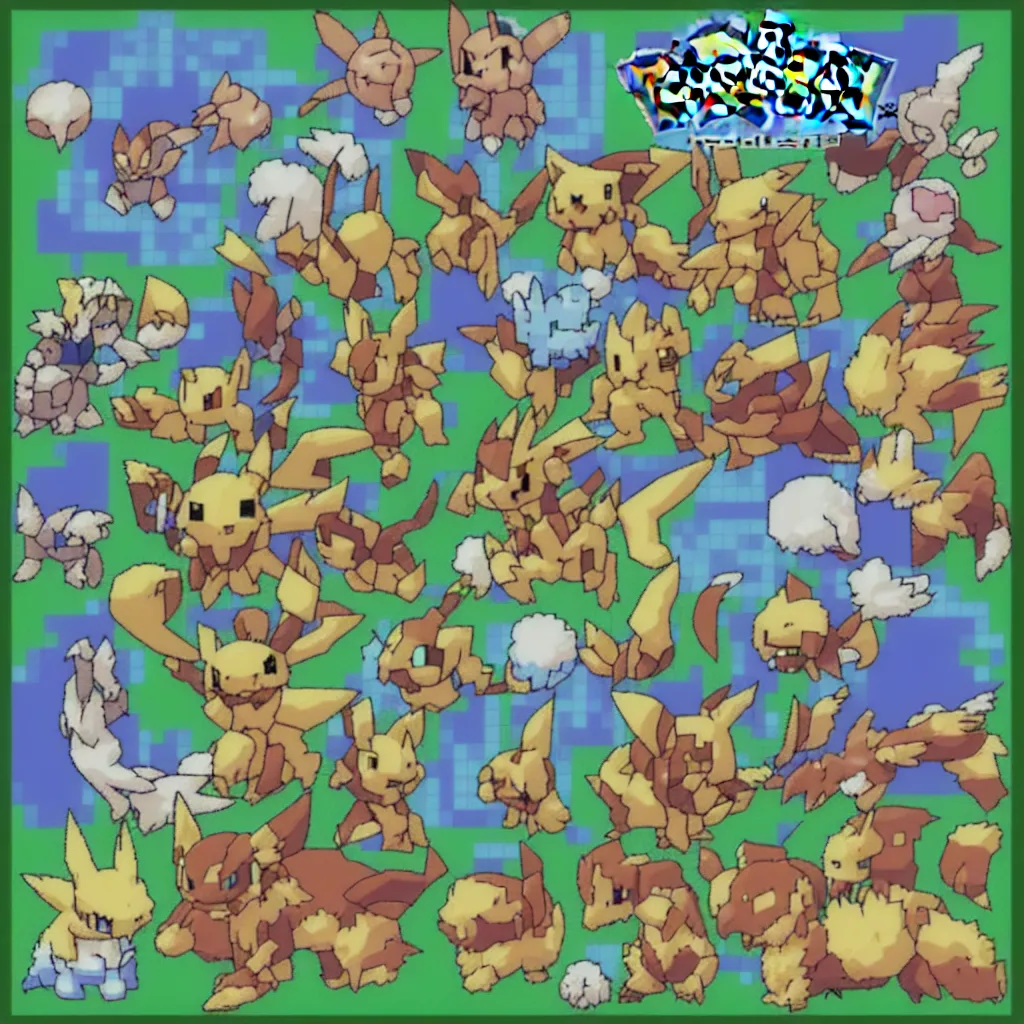 Image similar to pixelated pokemon monster inspired by ragnarok online, 1 2 8 bit, 1 0 0 0 x 1 0 0 0 pixel art, 4 k, super detailed, nintendo game, pixelart, high quality, no blur, sharp geometrical squares, concept pixelart