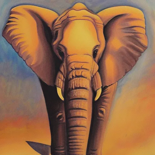 Image similar to painting of elephant in the style of Maria Prymachenko