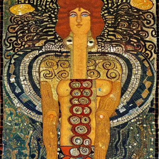 Image similar to beautiful roman mosaic of shiva, the protector by gustave klimt, 1 0 0 ad