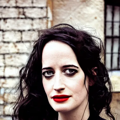 Prompt: closeup portrait of eva green in a winter london street, photograph, natural light, sharp, detailed face, magazine, press, photo, Steve McCurry, David Lazar, Canon, Nikon, focus