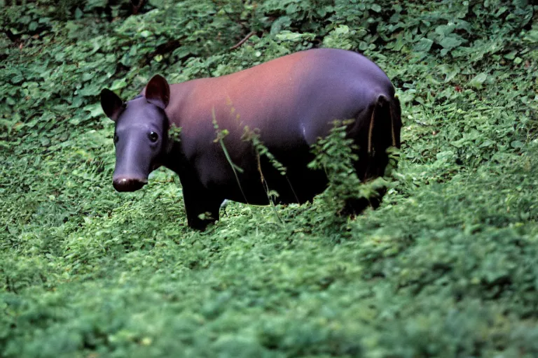 Prompt: a photo of a tapir pichu ( pokemon ) in its natural habitat, kodak ektachrome e 1 0 0 photography