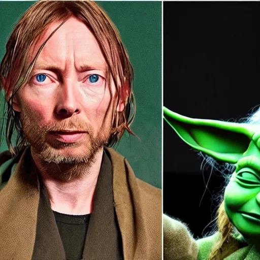 Prompt: thom yorke as yoda from star wars