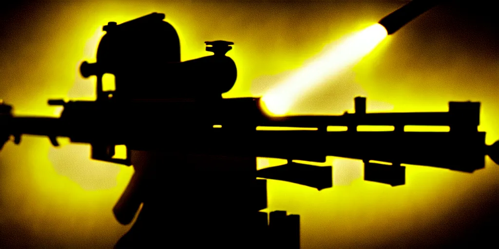 Image similar to high detail movie still of ultra realistic spongebob squarepants shooting an ak - 4 7 machine gun with muzzle flash, cinematic framing rule of thirds, cinematic light, hard shadows, in the style of the movie lone survivor,