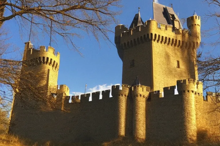Prompt: castle, chrome, reflect, ultra realistic!!!, clear weather, golden hour, sharp focus