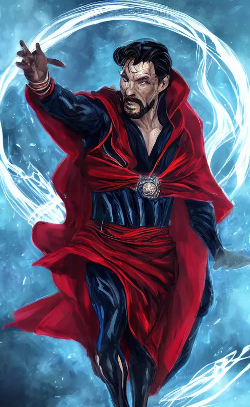 Image similar to venom as doctor strange, black and red suit, dynamic lighting, photorealistic fantasy concept art, trending on art station, stunning visuals, terrifying, creative, cinematic