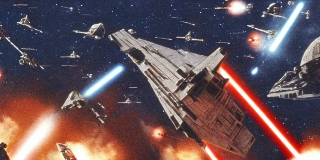 star wars space battle in outer space : swarm of small, Stable Diffusion