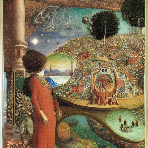 Image similar to deflective intricate cosmic city square trout grill chocolate neutron , by Richard Dadd and Benoit B. Mandelbrot and Filippino Lippi , child's drawing , speedpainting , An arcylic art