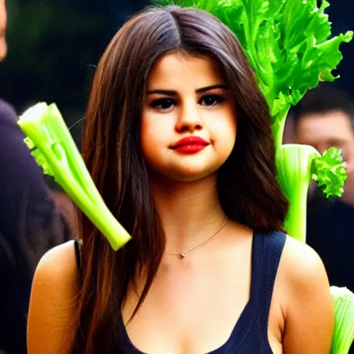 Prompt: selena gomez as celery mutant