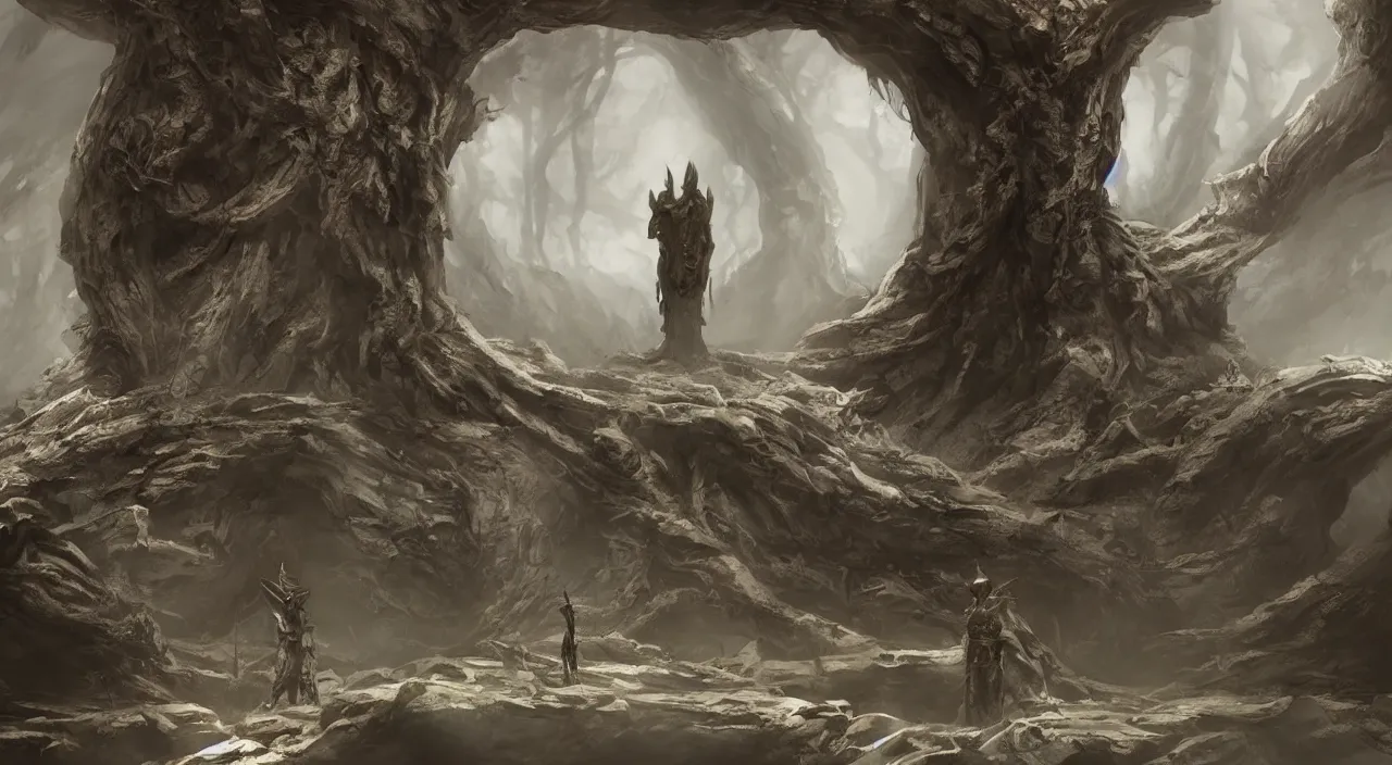 Image similar to Guarding the ancient knowledge, eerie, concept art, cinematic