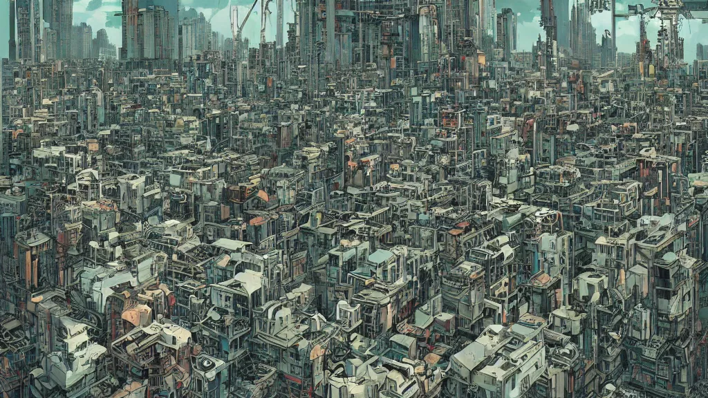 Prompt: very detailed, prophet graphic novel, james jean, ilya kuvshinov, mcbess, rutkowski, simon roy, illustration of dystopian space metropolis sky high decrepit habitat 6 7 arcologies, tokyo kowloon, wide shot, cyberpunk, vibrant color palette, deep shadows, astrophotography, hyperdetailed, cybernetics, cryengine, realistic shaded lighting, sharp focus