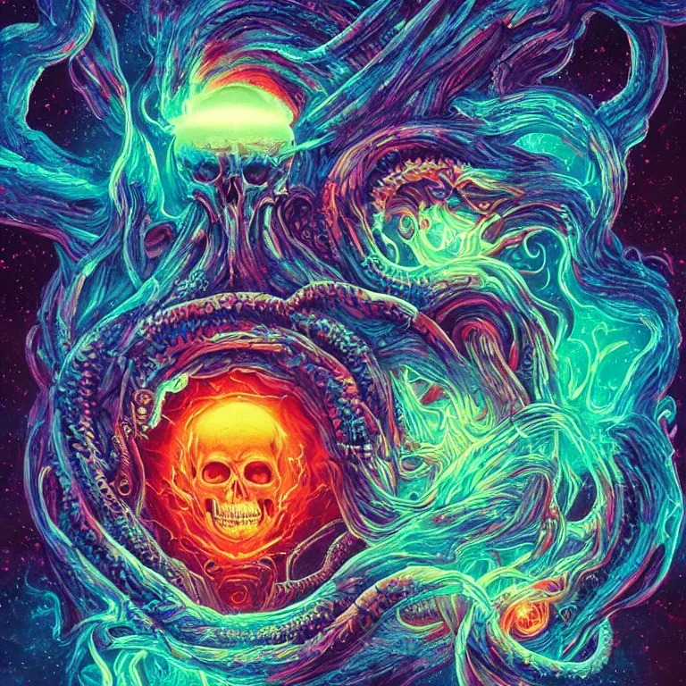 a giant skull with intricate rune carvings and glowing Stable