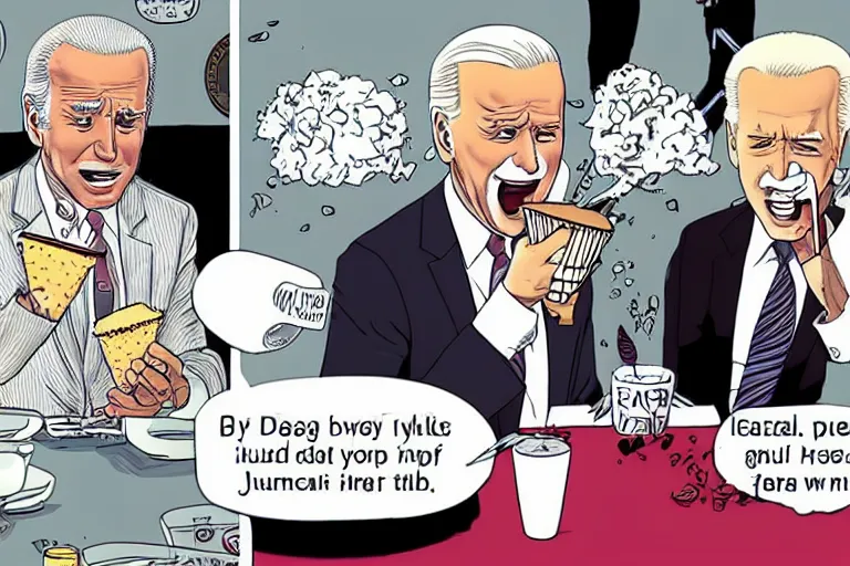 Image similar to Joe Biden eats ice cream, melts people, Junji Ito