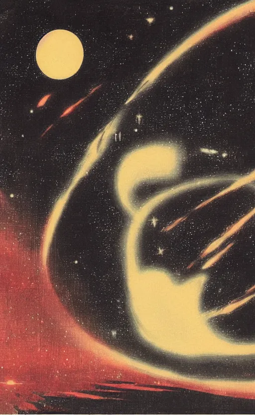 Image similar to painting of space by kitano tsunetomi, 1 9 3 9