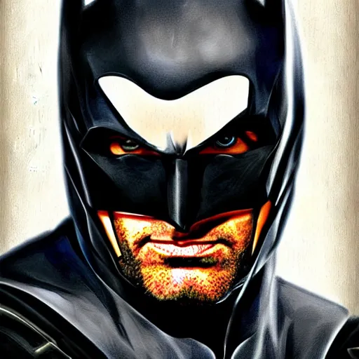 Prompt: a portrait digital painting of antony starr as batman