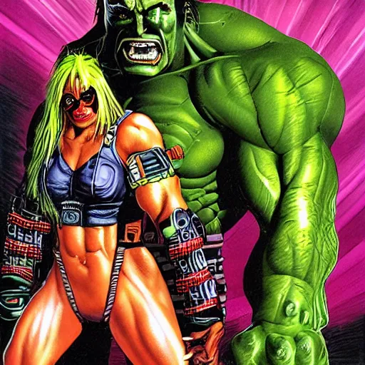 Image similar to cyberpunk hulk hogan by simon bisley