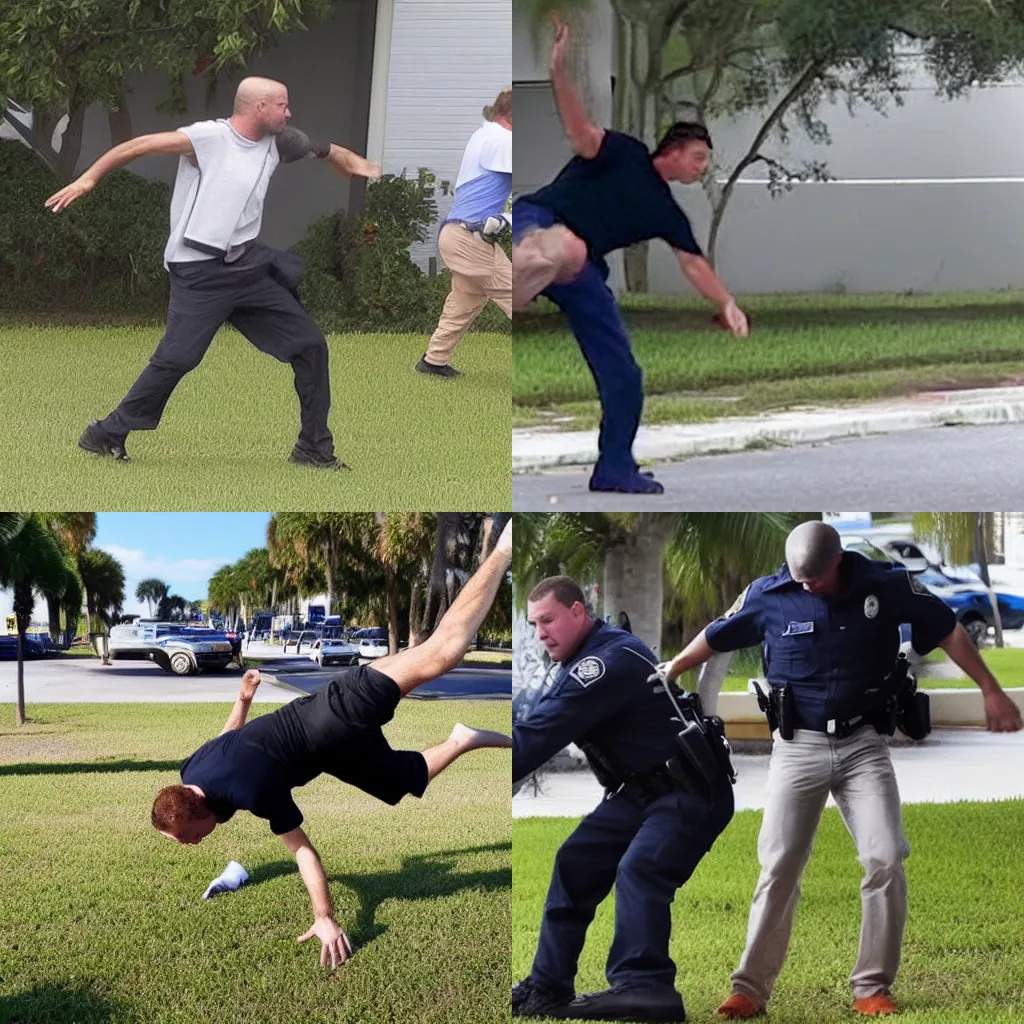 Image similar to Florida man tries to evade arrest by cartwheeling away from cops