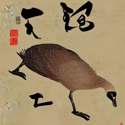 Prompt: peking duck, digital art, style of traditional chinese painting