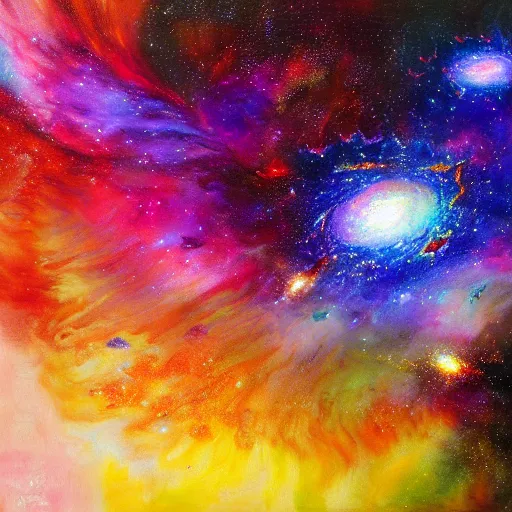 Prompt: galaxy of dragons, 4 k, colorful, realistic, beautiful, painting