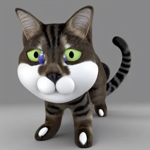 Image similar to 3d render of a cat with goofy plastic googly eyes