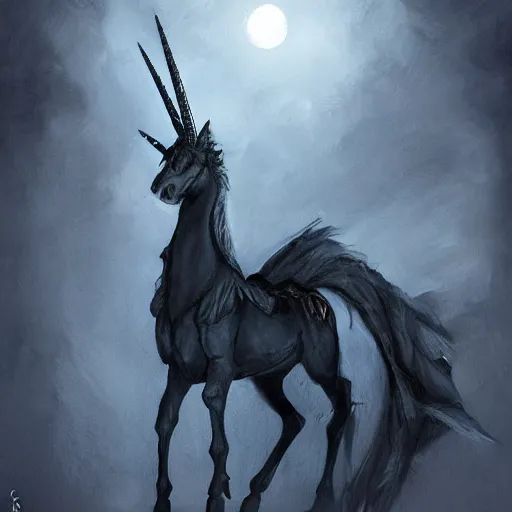 Image similar to a dark stabby unicorn, fantasy art