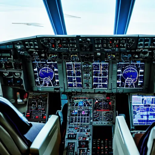 Prompt: an airplane cockpit
