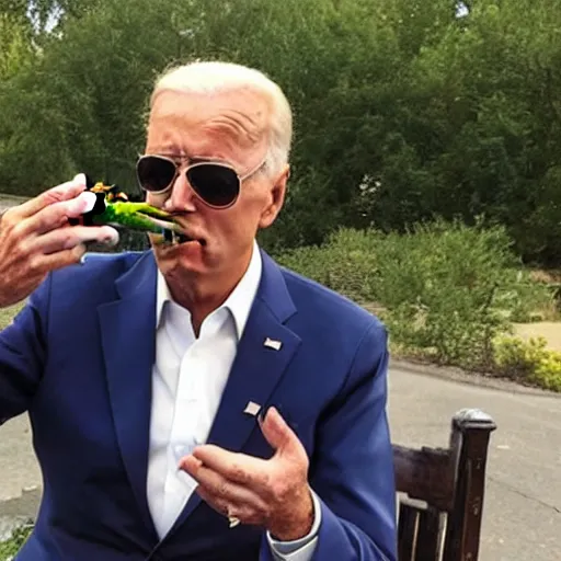 Prompt: a photo of joe biden smoking a cigar