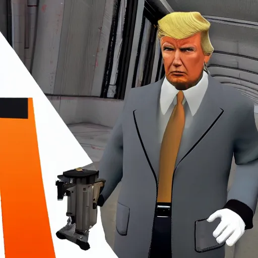 Prompt: Donald Trump as a scientist in Half Life 1