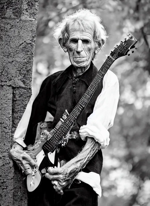 Prompt: DSLR photo portrait still of 132 year old age 132 Keith Richards at age 132!!!, 85mm f1.8