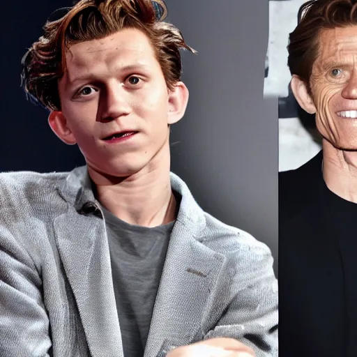 Prompt: tom holland as a willem dafoe