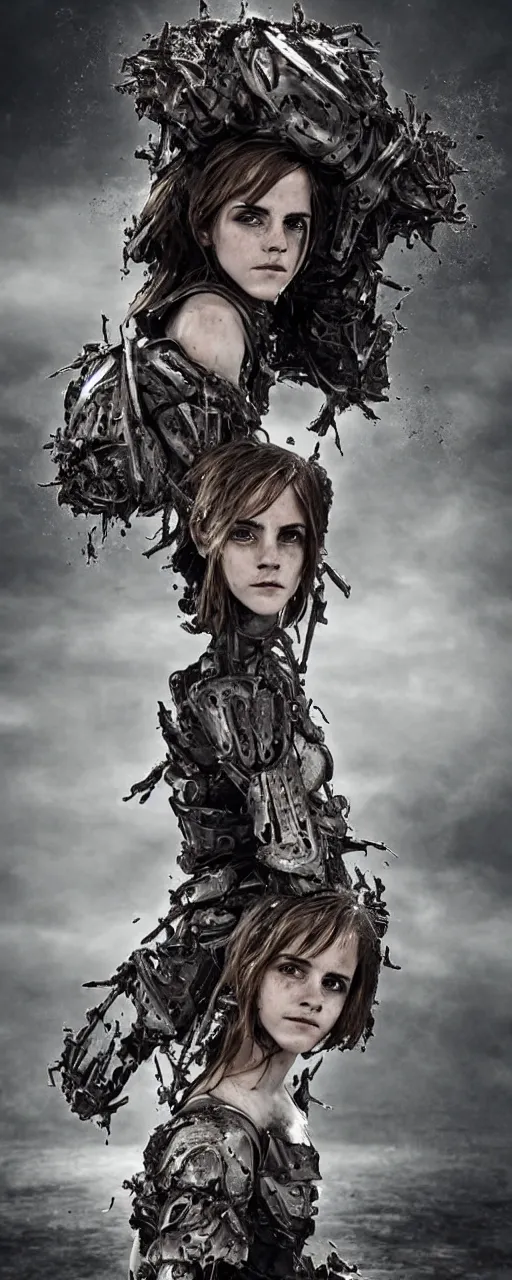 Image similar to Emma Watson fractal armour twinned conjoined sisters action poses dishevelled photorealistic portrait grimy sweating wet face dirty t-shirt and torn jeans in broken biomechanical fractal armour abandoned exploding sci-fi gas station, dark and dim atmospheric smog trending on artstation 8k matte painting, dramatic lighting, dramatic shadows professional photograph by Irving Penn Abumi zuri no kawa Agemaki Agemaki no kan Ago no o benri Aibiki Aida kanamono Aka Akoda nari bachi Art ASA Asa no ha gusari Ase nagashi no ana B Bachi Bishamon gote Boko no ita Bitsu Bugyo Byo Byo gashira Byo toji yokohagi okegawa dō C Choban Chochin kabuto Chokin Chotsugai Chotsugai Kugi D Daku Akuma Daisha Guchi Daimyō Dangaye Dō Dō Dō Maru E Eboshi Eboshi Nari Bachi Edo Egawa Emi men Etchu bo Etchu haidate Etchu jikoro Etchu suneate Etchu zunari bachi F Fukigaeshi Fukube Fukurin Fuse Gumi Fusube Gawa G Gashira Gattari Gendai Gessan Gessan Jikoro Go-Mai Dō Goshozan Gumbai Gunsen Guru-wa Gusoku Gusoku bitsu Gyoyo H Hachi Hachigane Hachiman za Himo Hachi tsuke no ita Haidate Haku hatsu men Hana Hanagami bukuro Hanbo Happuri Haraidate dai Haramaki Harikake Harikake bachi Hatomune dō Heichozan Hige Hiji gane Hineno jikoro Hineno zunari bachi Hiro sode Hishi nui Hishi nui no ita Hishi nui dō Hishi toji Hishi toji dō Hishi toji hotoke dō Hitai ate Hitsu Hoate Hodo haidate Hon iyo zane Hon kozane Hoshi Hoshi bachi Hotoke dō I Ichi no tare Igaki