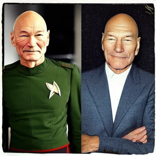 Image similar to “Patrick Stewart wearing his starfleet captains uniform”