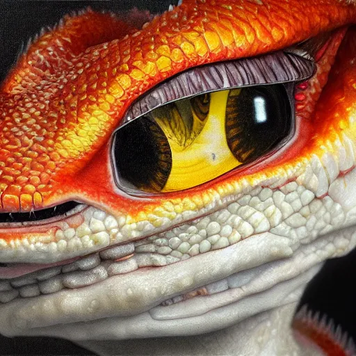 Prompt: highly realistic charmeleon, oil on canvas, intricate, portrait, 8 k highly professionally detailed, hdr, cgsociety