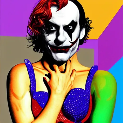 Image similar to richard hamilton and mimmo rottela as lady gaga harley queen and joaquin phoenix joker, pop art, dynamic composition, face and body features, ultra realistic art, smooth, sharp focus, illustration, concept art, intricarion h 7 6 8