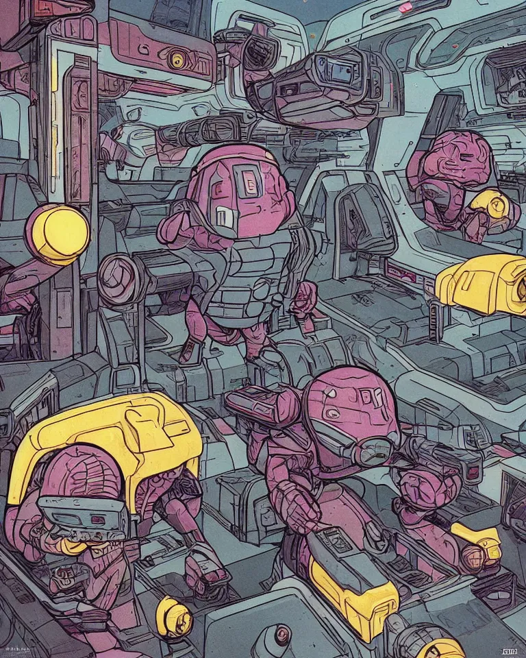 Prompt: massive krang brain spaceships, retro futurism