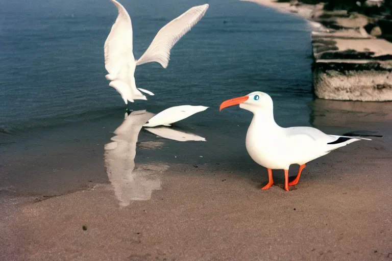 Image similar to a photo of a mewtwo seagull in its natural habitat, kodak ektachrome e 1 0 0 photography