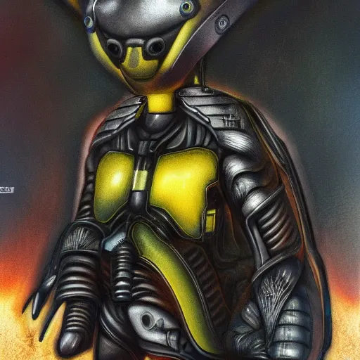 Prompt: a photo of Pikachu cyborg in real life, Giger style, 4K, high quality