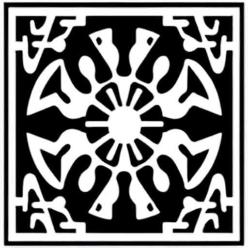 Image similar to black and white svg vector art panel for cnc plasma, laser, stencil, unique art deco hole through circuit design